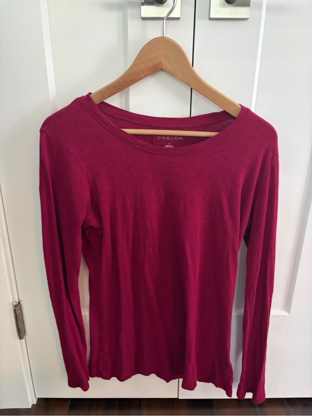 Caslon Long-Sleeve Scoop Neck Top - Berry